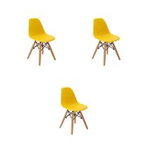Kit 3 Cadeiras Infantil Eiffel Amarela PP Braço