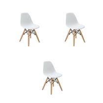 Kit 3 Cadeiras Infantil Eiffel Branca PP Braço