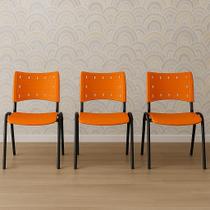 Kit 3 Cadeiras Iso Fixa Empilhável Escola Igreja Salão