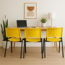 Kit 3 Cadeiras Iso Fixa Empilhável Escola Igreja Salão