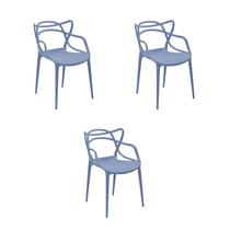 Kit 3 Cadeiras Jantar Allegra Azul Caribe PP