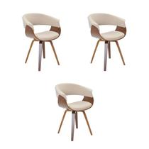 Kit 3 Cadeiras Jantar Betina Creme Linho Madeira Kit 3 Cadeiras Jantar Betina Creme Linho Madeira