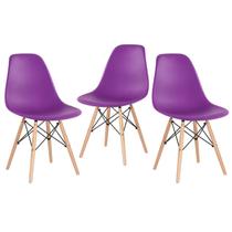 Kit 3 Cadeiras Laráz Eames Eiffel DSW - Roxo Kit 3 Cadeiras Laráz Eames Eiffel DSW - Roxo
