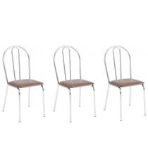 Kit 3 Cadeiras Lisboa Cromada Para Cozinha Ou área Gourmet-assento Sintético Marrom