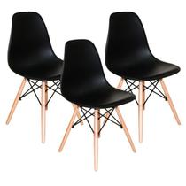 Kit 3 Cadeiras Moderna Sala Jantar Cozinha Eiffel Pé Palito Preto