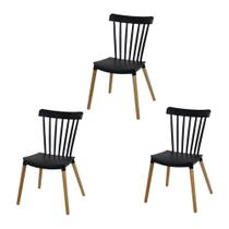 Kit 3 Cadeiras Modernas Para Mesa De Jantar Cozinha Windsor Ellen Base Madeira