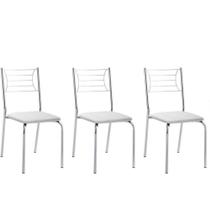 Kit 3 Cadeiras Nanda Cromada Branco Kit 3 Cadeiras Nanda Cromada Branco