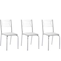 Kit 3 Cadeiras Nanda cromada para cozinha ou espaço gourmet-Assento branco Kit 3 Cadeiras Nanda cromada para cozinha ou espaço gourmet-Assento branco