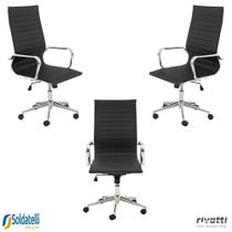 Kit 3 Cadeiras Office Sevilha PU Alta Várias Cores - Rivatti
