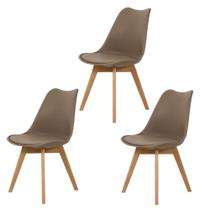 Kit 3 Cadeiras Para Jantar Cozinha Saarinen Leda Design Wood Base Madeira Nude Kit 3 Cadeiras Para Jantar Cozinha Saarinen Leda Design Wood Base Madeira Nude