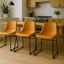 Kit 3 Cadeiras Para Mesa De Jantar Cozinha Sala Luxo Munich Bruna Caramelo Vintage