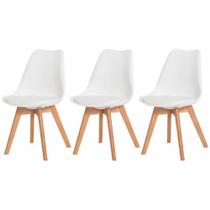 Kit 3 Cadeiras Para Mesa De Jantar Sala Cozinha Estofada Saarinen Leda Eames Eiffel Wood Cinza
