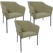 Kit 3 Cadeiras Para Sala De Jantar Estar Living Olívia L02 Bouclê Oliva - Lyam Decor