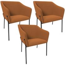 Kit 3 Cadeiras Para Sala de Jantar Estar Living Olívia L02 Bouclê Terracota - Lyam Decor