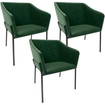 Kit 3 Cadeiras Para Sala de Jantar Estar Living Olívia L02 material sintético Verde - Lyam Decor