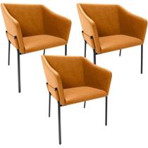 Kit 3 Cadeiras Para Sala de Jantar Estar Living Olívia L02 material sintético Whisky - Lyam Decor