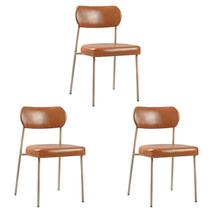 Kit 3 Cadeiras para Sala de Jantar material sintético Design Aço Carbono Lavinia Kit 3 Cadeiras para Sala de Jantar material sintético Design Aço Carbono Lavinia