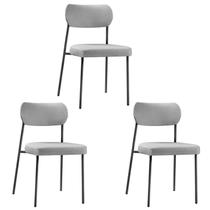Kit 3 Cadeiras para Sala de Jantar Tecido Linho Design Aço Carbono Lavinia Kit 3 Cadeiras para Sala de Jantar Tecido Linho Design Aço Carbono Lavinia