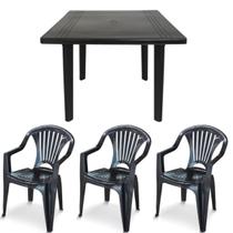 Kit 3 Cadeiras Poltrona 1 Mesa Quadrada Desmontável Plástico