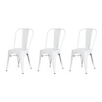 Kit 3 Cadeiras Tolix Iron Design Branca Aço Industrial Sala