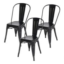 Kit 3 Cadeiras Tolix Iron Metal Aço Industrial Preta !! Pret