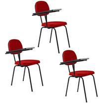 kit 3 Cadeiras Universitária Secretária com Prancheta Ecoflex