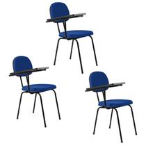 kit 3 Cadeiras Universitária Secretária com Prancheta Ecoflex