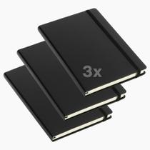 Kit 3 Caderneta Capa Dura Tipo Moleskine Universitaria 80 Fl