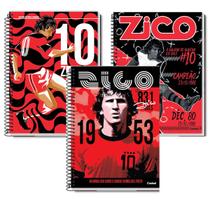 Kit 3 Cadernos C/D 1 Matéria Zico 80fls Time Flamengo Pôster