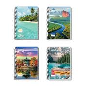 Kit 3 Cadernos Universitário 96 Folhas Capa Dura com Espiral