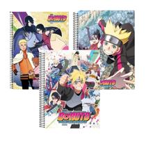 Kit 3 Cadernos Universitário Capa Dura Naruto Boruto 80Fls Kit 3 Cadernos Universitário Capa Dura Naruto Boruto 80Fls