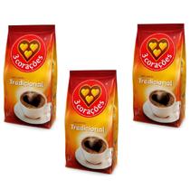 Kit 3 Cafe 3Coracoes Tradic. 500Gr Almofada