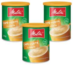 kit 3 Café com Leite Solúvel Clássico Melitta Lata 200g