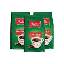 Kit 3 Café Melitta Tradicional Torrado e Moído em Pó 500g
