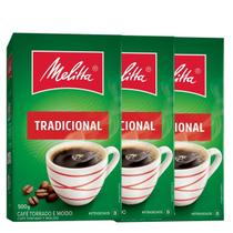 Kit 3 Café Torrado e Moído Tradicional 500g Melitta Intenso