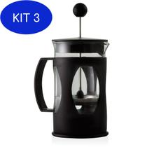 Kit 3 Cafeteira Prensa Francesa Preto 350Ml 17X7,5Cm Mimo