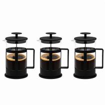 Kit 3 Cafeteiras Prensa Francesa 350ml Manual Vidro Café da Manhã Leite Cremeira Chá Cafeteria Escritório Mesa Posta Hotel Pousada Cozinha