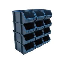 Kit 3 Caixa Box Gaveteiro Industrial Bin Azul N5 12X15X23CM