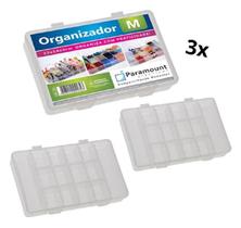 Kit 3 Caixa Box Organizadora C/ Tampa E Divisórias Porta