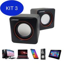 Kit 3 Caixa Caixinha De Som Portatil Usb P2 Pc Tv Celular Notebook 5W - Lehmox