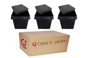 Kit 3 Caixa Com Tampa P/ Aterramento Inspeção 25cm Reforçada