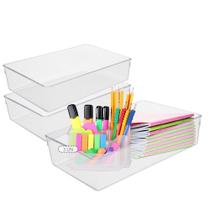 Kit 3 Caixa De Acrílico Transparente Organizador Escritório