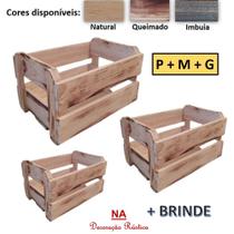 Kit 3 caixa de fruta madeira caixote feira decoração