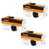 Kit 3 Caixa De Máscara Tripla Descartável Preta Inoven Medix