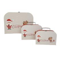Kit 3 caixa de papel papai noel rena colorido florarte Kit 3 caixa de papel papai noel rena colorido florarte