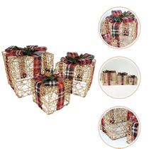 Kit 3 Caixa De Presente Aramada Dourada Decoração Natal Kit 3 Caixa De Presente Aramada Dourada Decoração Natal