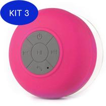 Kit 3 Caixa de Som Bluetooth a Prova Dagua - Rosa - Bts06