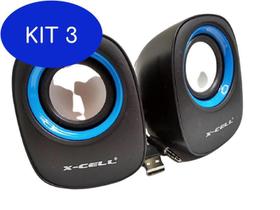 Kit 3 Caixa De Som X-Cell Xc-Cm-01 - 5W Rms - Azul