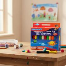 Kit 3 Caixa Massinhas de Modelar 12 Cores 180g Colorida Material Escolar Massa de Amido