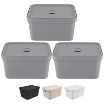 Kit 3 Caixa Média 18l Ou Cube Organizadora Empilhável Resistente Kit 3 Caixa Média 18l Ou Cube Organizadora Empilhável Resistente
